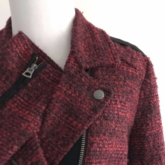 Lucky Brand | Slouchy Long Moto Jacket Women's Size S Red Full Zip Long Sleeve - Picture 5 of 12